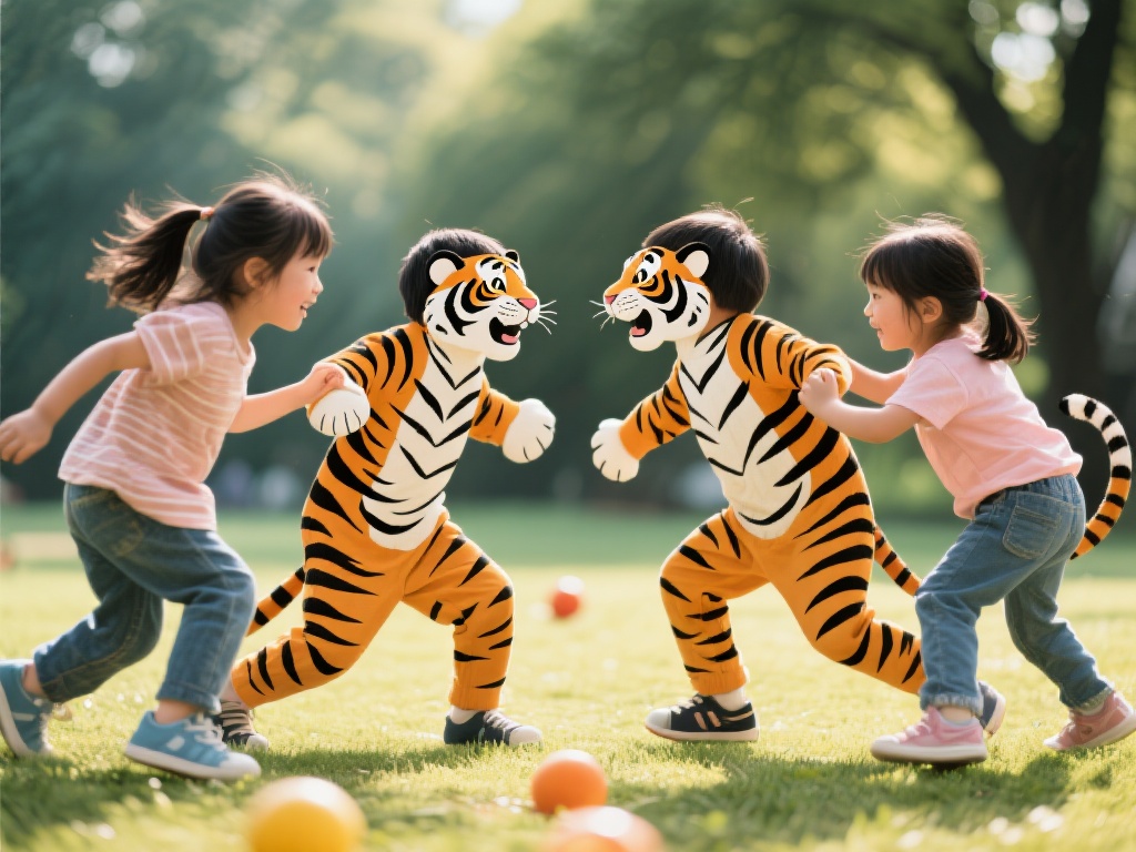 此外，游戏还能增强孩子们的团队意识。在“两只老虎”